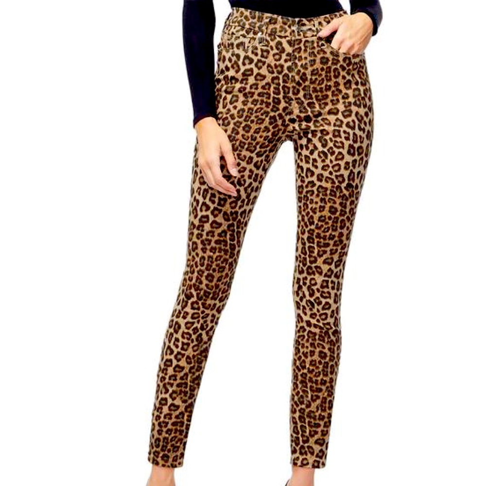 GOOD AMERICAN Good Waist High Rise Leopard Skinny Jeans Size 2 / 26